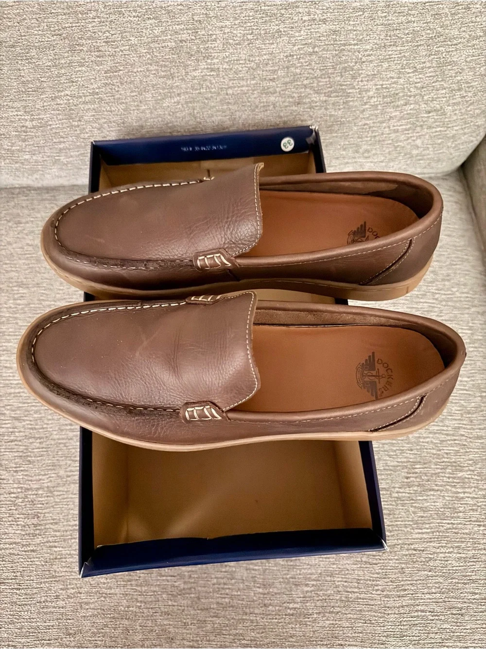 Dockers Brown Leather Slip-On Loafers with Tan Sole